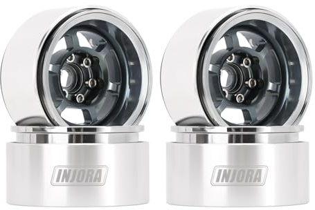 INJORA 1.9 Beadlock Felge Offset -10mm Aluminium Rad für SCX10 Pro TRX4 VS4-10 Gen8 1/10 RC Crawler Auto,Grau