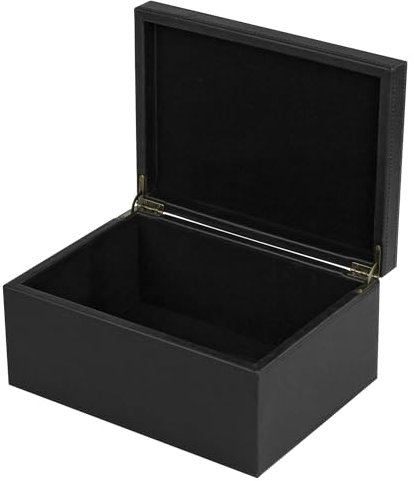 HofferRuffer Dekorative Box aus Kunstleder, große Holzstruktur, Andenken-Box, Zubehör-Organizer, Schmuck-Organizer mit Scharnierdeckel, Aufbewahrungsbehälter für Zuhause oder Büro (schwarz)