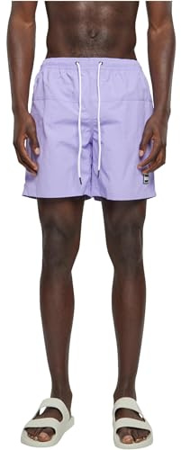 Urban Classics Herren Block Swim Shorts – Badeshorts mit Kordelzug & Taschen, schnelltrocknend, ideal für Strand, Pool & Urlaub,Lavender,XL