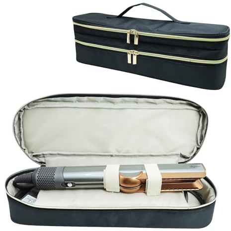 GENCAM Doppellagige Tragetasche für Dyson Airstrait Glätteisen, Reisetasche für Airstraight, Tragbare Aufbewahrungstasche für Airstrait/Corrale Haarglätter, Schwarz