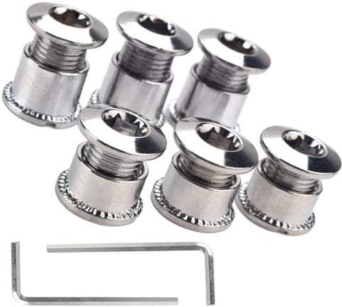 8 Pcs Bike Cranket Screws Alloy Single Chainring Bolts with Allen Key, Crankset Screw Mountain Bike Chainring Crank Bicycle Crankset Chain Ring Bolts Disc Crankset Nuts Chainwheel for Single Disc Lock
