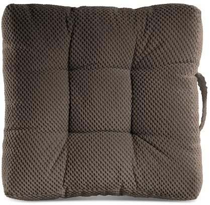 Quantum Interior Sitzkissen 2er Set Stuhlkissen 40x40x8cm für Indoor und Outdoor Dicke Polsterung Steppkissen/Bodenkissen mit Schlaufe zum tragen (Graphite)