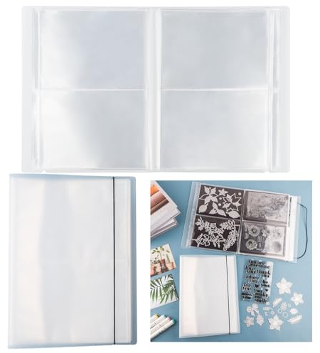 OTCRAFT 20 Seiten, 80 Taschen/1 Set großes, transparentes Aufkleber-Foto-Aufbewahrungsalbum; Stempel- und Stanzschablonen, Aufbewahrungsbuch, Organizer für Postkarten, Aufkleber, Fotos, transparente