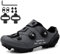 NGARY Herren MTB Schuhe Damen, Fahrradschuhe Mountainbike Schuhe kompatibel mit SPD 2 Schrauben mit Cleats, Rennrad Schuhe Entsperren Schuhe Unisex,Grau,42 EU