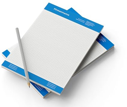 Premium Notizblock DIN A4 personalisiert, liniert/kariert/blank/Punktraster selbst gestalten, hochwertiges Papier, Collegeblock/Schreibblock für Schule/Studium/Unternehmen mit Adresse (Edgy Filling)