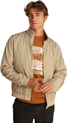 Calvin Klein Herren Windbreaker Jacke Unpadded Harrington mit Stehkragen, Beige (White Pepper), M