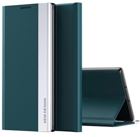 COQUE Custodia per Redmi Turbo 3,Custodia in pelle magnetica per smartphone ribaltabile sul lato destro,Cover per telefono in TPU antiurto per Redmi Turbo 3-verde