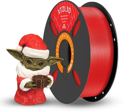 High-Speed Red PETG 3D Printer Filament 1.75mm, Dimentional Accuracy +/-0.02mm, 1Kg Spool (Reuseable Tray) 3D Printing Filament