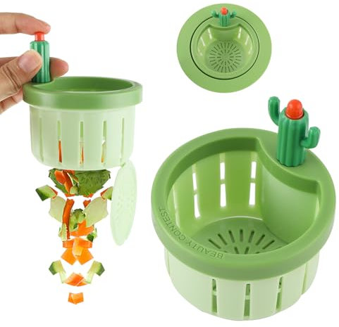 Cactus Kitchen Sink Drain Strainer,Filtro di Scarico per Lavandino di Cactus, Cestello per Filtro per Lavello Con tappeto antivegetativo,Raccoglitore di Cibo per Lavello per Accessori da Cucina.