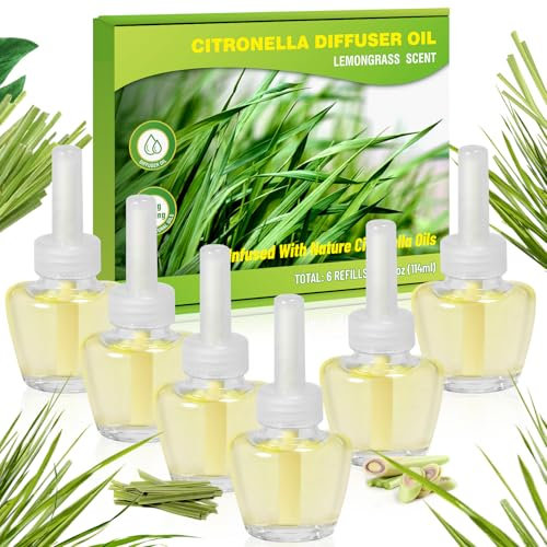 Scent-Hi Ambientador Eléctrico Recambios - Citronela, 6 x 19ml, Apto para Difusores Eléctricos de Mecha Air Wick/Glade, Dormitorio, Oficina, Estudio