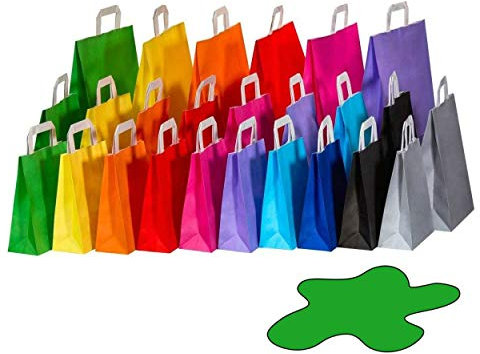VEPATIM 50 Papiertragetaschen Papiertaschen Flachhenkel 18x8x22cm grün 70gr.