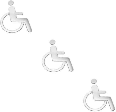 iplusmile 3 Pièces signe handicapé autocollant handicapé Logo handicapé signe de symbole de fauteuil signe de toilette pour fauteuil handicapé signe de toilettes abdos Silver