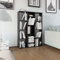 Myheimly Raumteiler Bücherregal 13 Fächer Wandregal Standregal Aktenregal Raumtrenner Büroregal Bücherschrank Hochglanz-Wei Schwarz 100x24x140 cm Holzwerkstoff