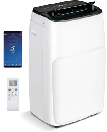 SOARS Condizionatore Portatile con Evacuazione, Climatizzatore Portatile 4 in 1 Ventilatore & Deumidificatore & Raffreddatore & Riscaldamento, 3 Modalità di Controllo Intelligente, Timer (12000BTU)