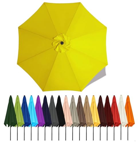 Duchunsheng Umbrella Canopy Replacement Outdoor 6/8 Rib 6FT 7FT 8FT 9FT 10 FT 11FT, Market Patio Table Cover For Backyard Garden Courtyard Swimming Pool Lawn, Market Umbrella Top(Yellow,3m - 6Ribs)