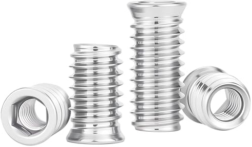 Ctyjia 25 Piezas Tuercas para Madera, M4 x 15mm Inserto de Rosca de Madera, Insertar Tuercas Acero al Carbono Galvanizado, para Muebles
