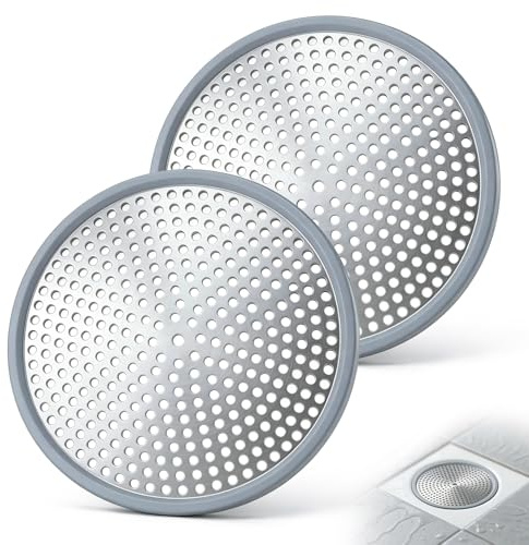 Ninnyi 2 Pcs Shower Hair Catcher Drain Cover, Stainless Bath Plug Hair Catcher