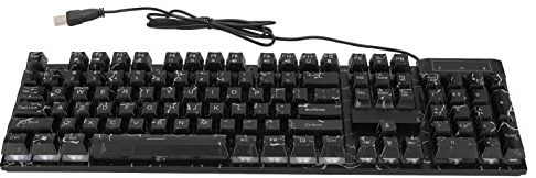 BAFOVY Kabelgebundene Mechanische Gaming-Tastatur, ABS-Material, Angenehme Haptik, Buntes LED-Licht, 104 Tasten, Ideal für Gamer und Büroangestellte