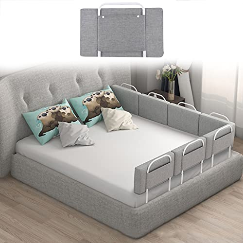 Mgchowue Bettgitter, 60cm Grau Rausfallschutz Bettgitter, 40-60cm Verstellbares Stahlrohr Bettschutzgitter, Passend für Kinderbetten, Elternbetten und Alle Matratzen Massivholzbetten
