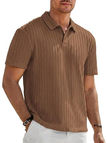 Elainone Mens Polo Shirts Short Sleeve Ribbed Stretch Casual | Soft ,Comfortable without being tight,Not afraid of folding,Durable and long-lasting,Lightweight,Refreshing and easy to dry