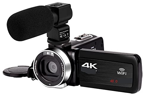 JOLIANE Videocamera Full 4K Videocamere digitali Professionali Streaming Live Fotografia 18X Registratore Vlog Webcam Ultra HD(32G SD Card,with Microphone)