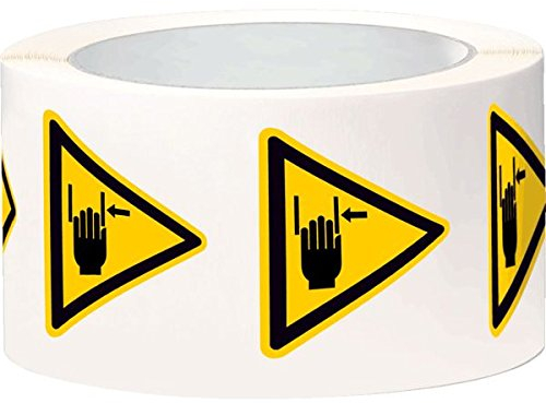 LEMAX® Warnschild Warnung vor Handverletzung, ASR/ISO, Folie, SL 50mm, 500/Rolle