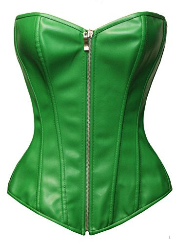 bslingerie® Corsetto da donna in ecopelle, verde, XXL