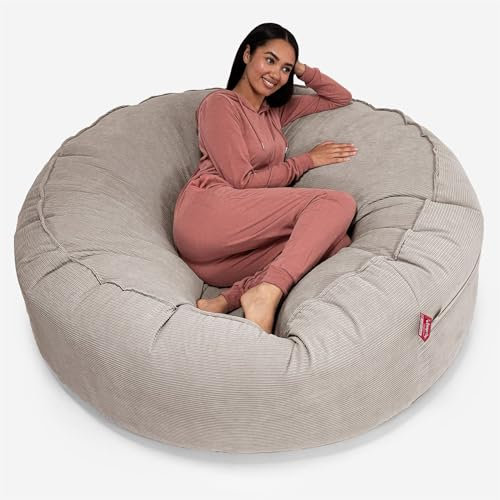 Lounge Pug, 'Mega-Mammoth' Sofa Sitzsack XXL, Schlafsofa, Nadelstreifencord Nerzfarben