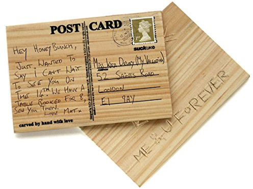 GOODS+GADGETS Tarjeta postal de madera tallada individualmente para grietas