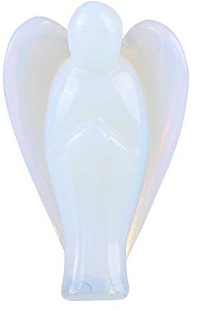 Akozon Schutzengel 1.5inch Schöne Natürliche Opal Stein Geschnitzt Engel Crystal Stone Glücksbringer Reiki Deko