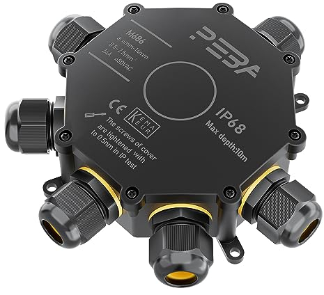 PEBA Abzweigdose IP68 Verteilerdose Wasserdichte Kabelverbinder Klemmdose für Aussen 6-Wege für 4mm-14mm Kabeldurchmesser