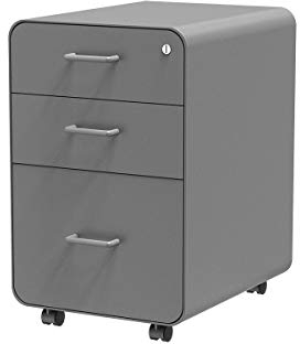 Monoprice Aktenschrank mit 3 Schubladen – runde Ecken, abschließbar, für Zuhause und Büro, grau – Workstream Collection