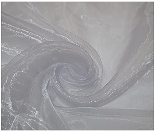 Premium Crystal Organza Voile Fancy Dress Costume Decorations Fabric 150cm Wide/Sold by The Metre (Silver)