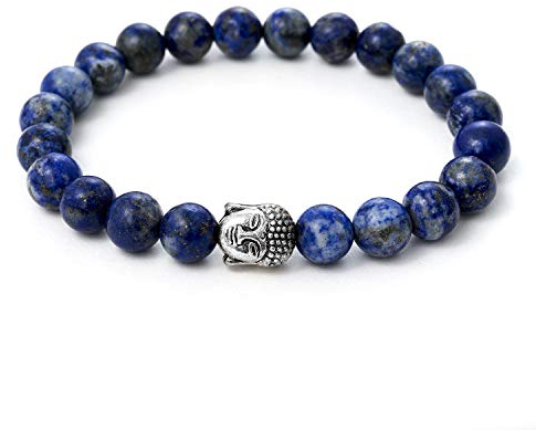 BERGERLIN Lapislazuli Armband echt mit Naturstein Perlen - Buddha Armband
