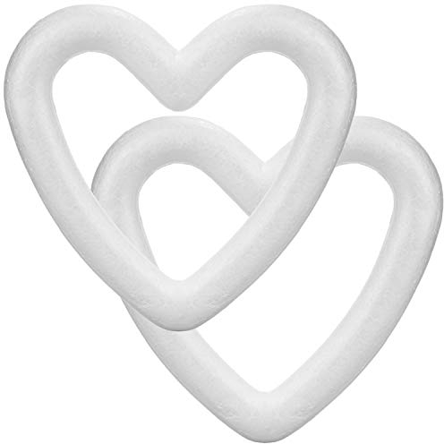 com-four® 2X Styropor-Herz zum Basteln - Bastelset aus Styropor in Herz-Form - Deko-Material für Gestecke und Kunsthandwerk (2 Stück - Herz offen)
