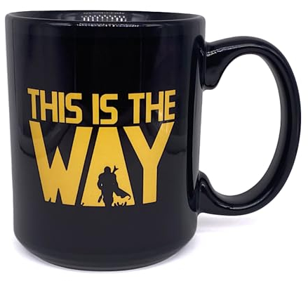 Kaffeetasse mit Star-Wars-Zitat This is the way, inspiriert von der Mandalorianischen TV-Serie, 325 ml, schwarze Keramik, mikrowellengeeignet, verblasst nicht, Ehemann, Freund Geburtstag