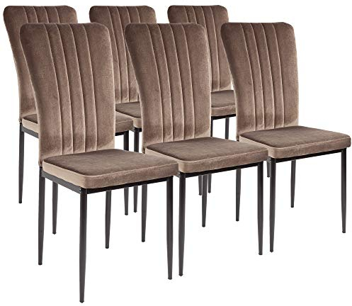 ALBATROS Esszimmerstühle mit Samt-Bezug 6er Set Modena, Braun - Stilvolles Vintage Design, Samt-Bezug, SGS geprüfter Polsterstuhl - Moderner Küchenstuhl, Stuhl Esszimmer oder Esstisch Stuhl