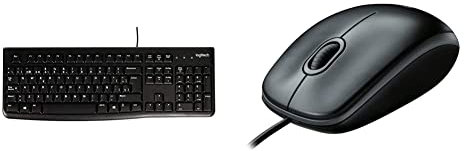 Logitech K120 Teclado con Cable para Windows, Black con B100 Ratón con Cable, Black