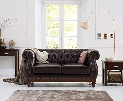 jvmoebel Leder Chesterfield Mens Club Sofa Couch Polster Zweisitzer Braun New