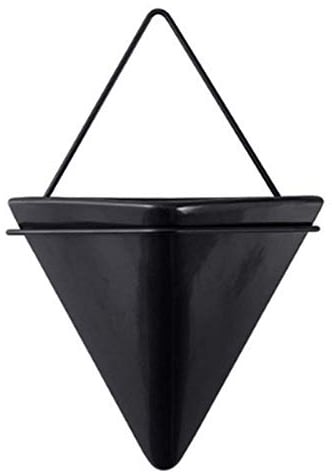Koomiao Wandvase Keramik/Metall Wandblumenvase Blumentopf Wand Pflanztopf Blumenhalter Für Zimmerpflanzen, Sukkulenten, Luftpflanzen, Kakteen, Kunstpflanzen und Mehr (Schwarz, S)