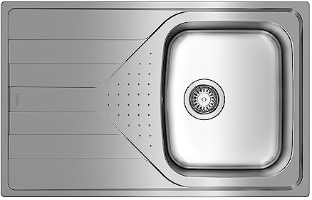 Teka Universe 45 T-XP 1C 1E - Fregadero Encastrado de 45 cm, 1 Cubeta y Escurridor, Reversible, Desagüe con Válvula Manual, Acabado Microtexturado, Color Acero Inoxidable