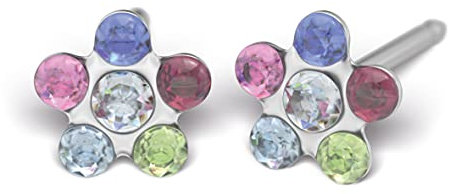 Sensitive by STUDEX, Blümchen Ohrstecker 5mm, Chirurgenstahl poliert, 9 Varianten