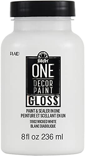 FolkArt, Wicker White One Assorted 8 fl oz / 236 ml Brilliant Gloss Acrylic Paint For Easy To Apply DIY Crafts, Art Supplies With A Glossy Finish, 11902