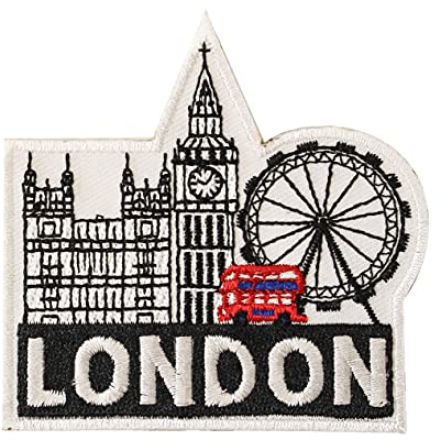 British UK Union Jack Sew On Iron On Fabric Patch Embroidered Badge (London Icons)