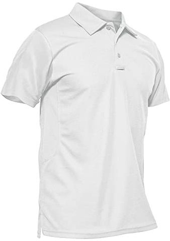 KEFITEVD Golf Shirt Herren Atmungsaktiv Quick Dry Sommer Tshirt Leicht Outdoorshirt Kurzarm Oberteil für Fahrrad Running Funktion Shirt Weiß 2XL