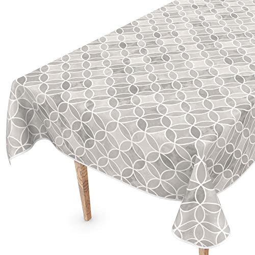 Tischdecke abwaschbar Wachstuch Wachstuchtischdecke 140 x 140cm mit Saum Kaleidoskop Grau pflegeleicht