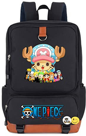 Roffatide Anime One Piece Tony Tony Chopper Laptop Backpack Fits 15.6'' College Bookbag Schoolbag Cosplay Rucksack Daypack Black