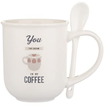 KASANOVA Mug caffè Bianca 400 ml con cucchiaino Bianco Tavola,tè e caffè