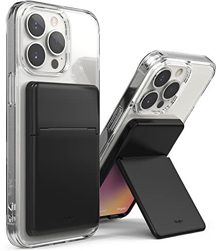 Ringke Stand Slot Card Holder [Handy Wallet mit Ständer] Kartenhalter Aufkleben Selbstklebende, Stick-On Kickstand Kartenetui Kartenfach für iPhone Galaxy Android - Black