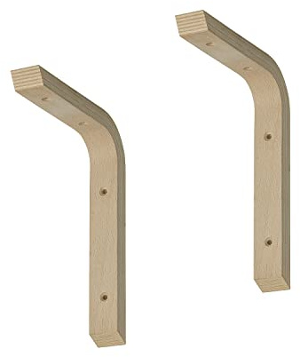 siwitec Schichtholzkonsole Regalwinkel Buchenholz 200x250x28mm 2er-Set | unbehandelte Oberfläche für individuelle Gestaltung, verleimte Holzschichten für Stabilität, 4 Bohrungen Ø3,5 mm